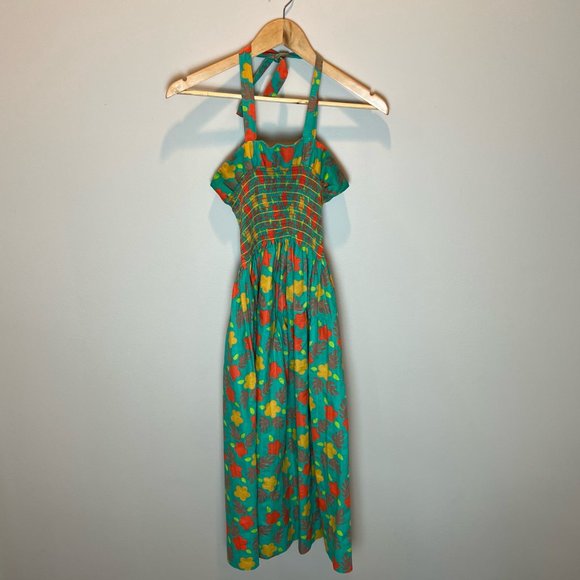 Handmade Vintage Green Floral Dress - Picture 3 of 6